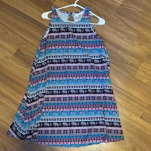 Colorful Striped with elephants Dress